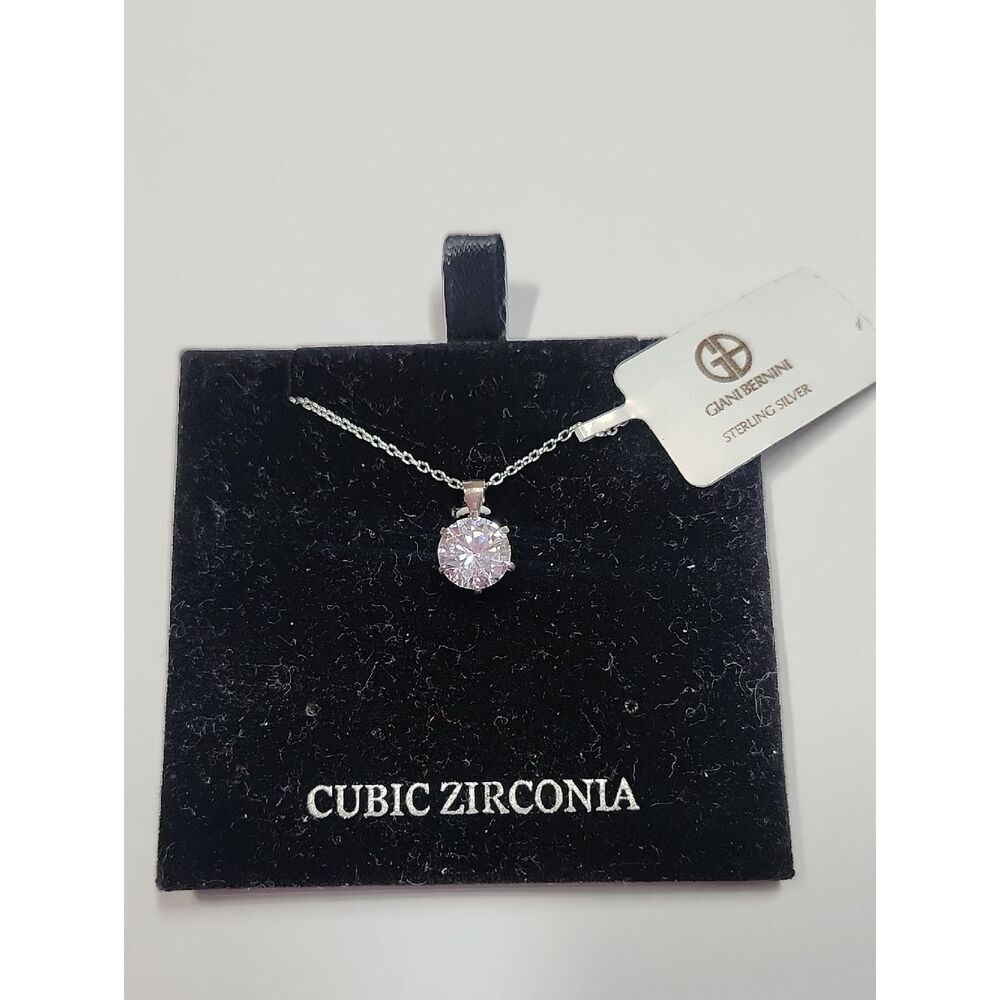 Giani Bernini Sterling Silver Cubic Zirconia Solitaire Necklace